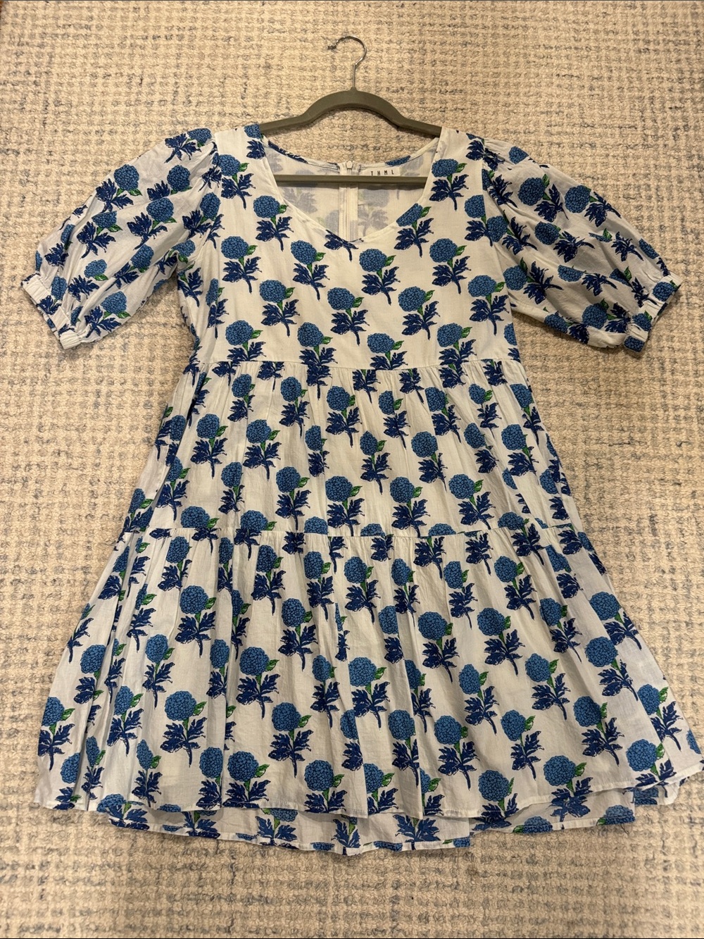 Blue Floral Tiered Dress